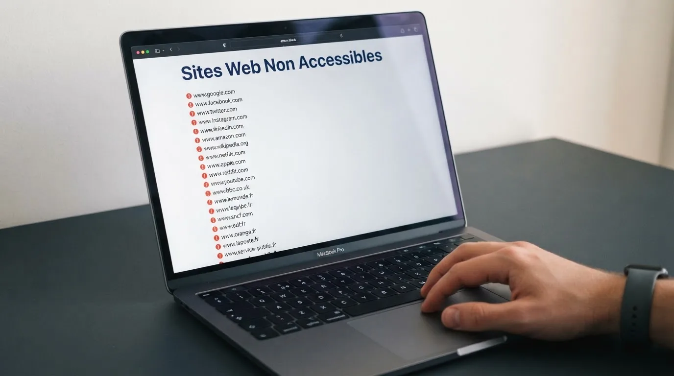 écran d'ordinateur affichant une longue liste de sites de jeux bloqués