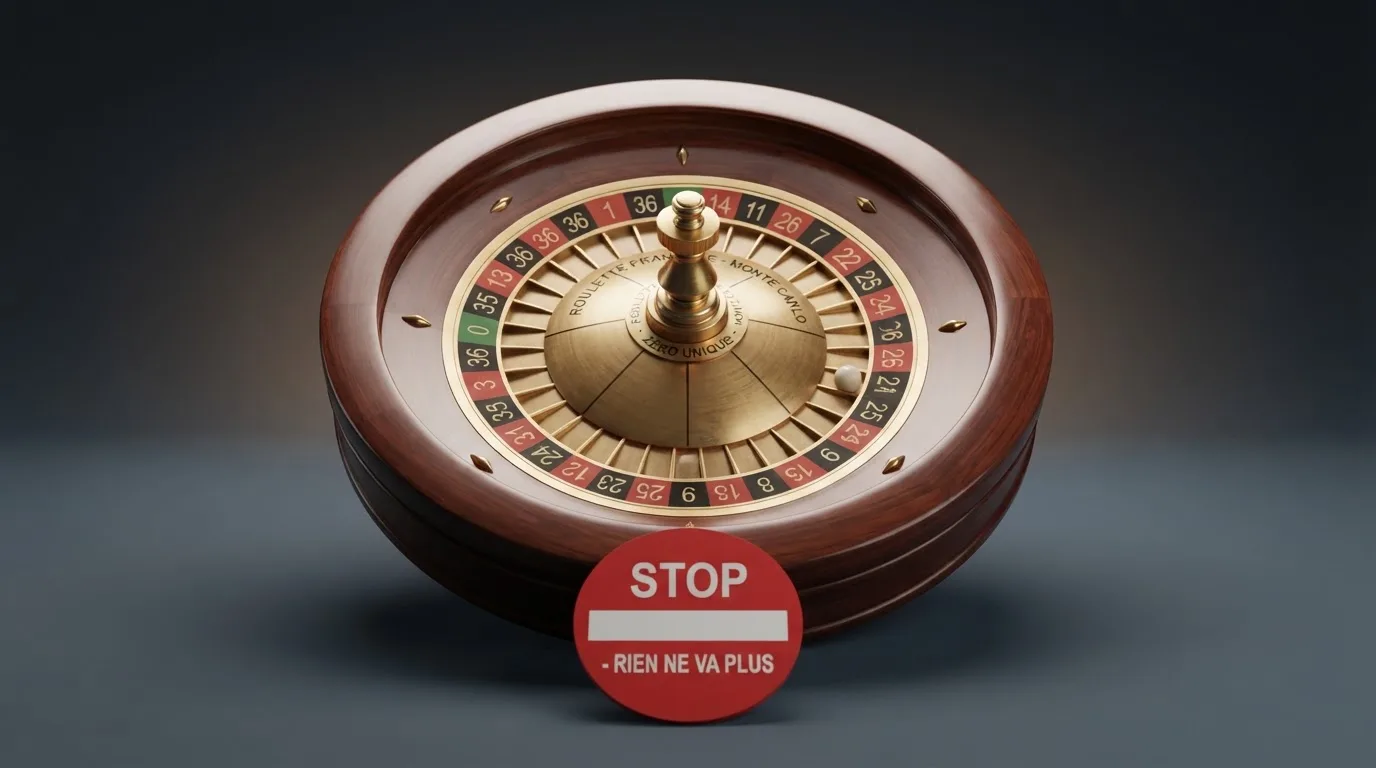 Le logo de l'Autorité nationale des jeux (ANJ) associé à un symbole d'interdiction sur fond de roulette de casino.