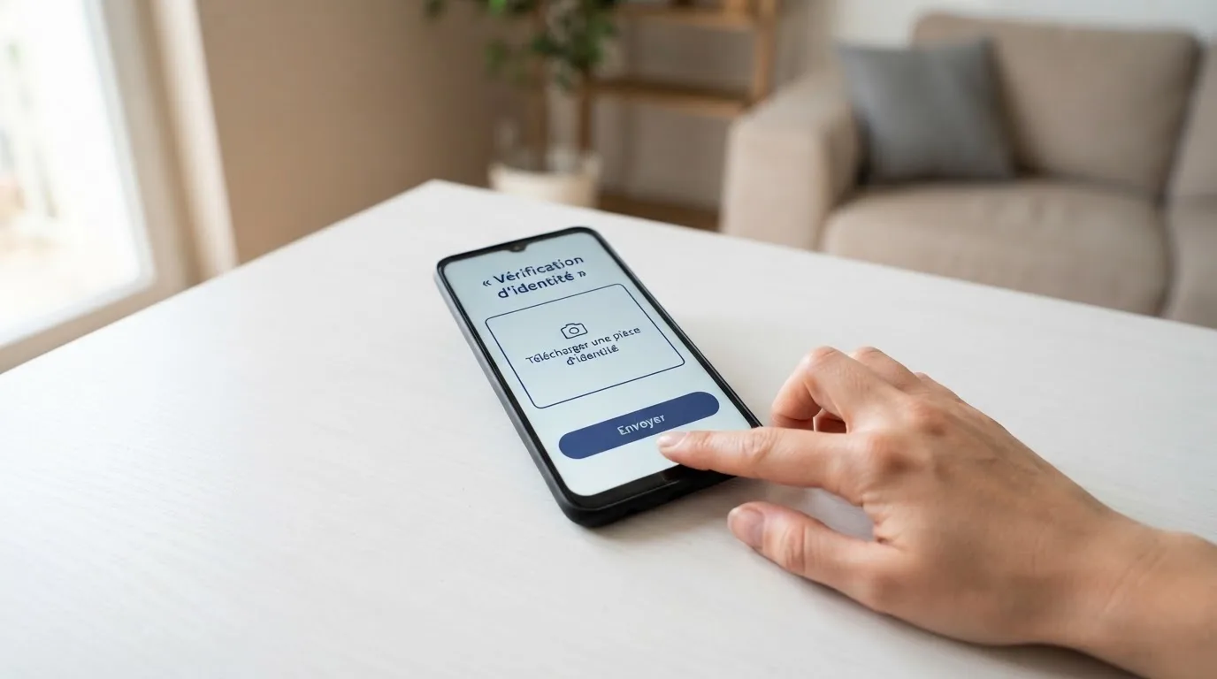 a smartphone screen showing an identity-document upload step lors de an online self-exclusion request